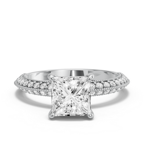 Image for Princess Classic Basket Ring with Knife Edge Pave band