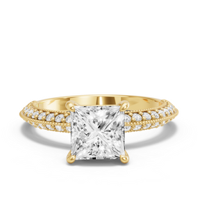 Image for Princess Classic Basket Ring with Knife Edge Pave band