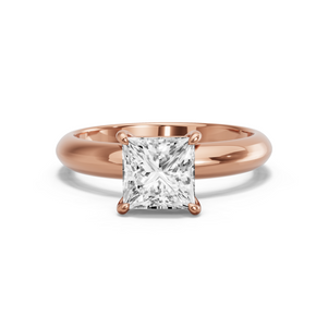 Image for Princess Classic Basket Ring with Knife Edge Solitaire band in 14K Yellow Gold