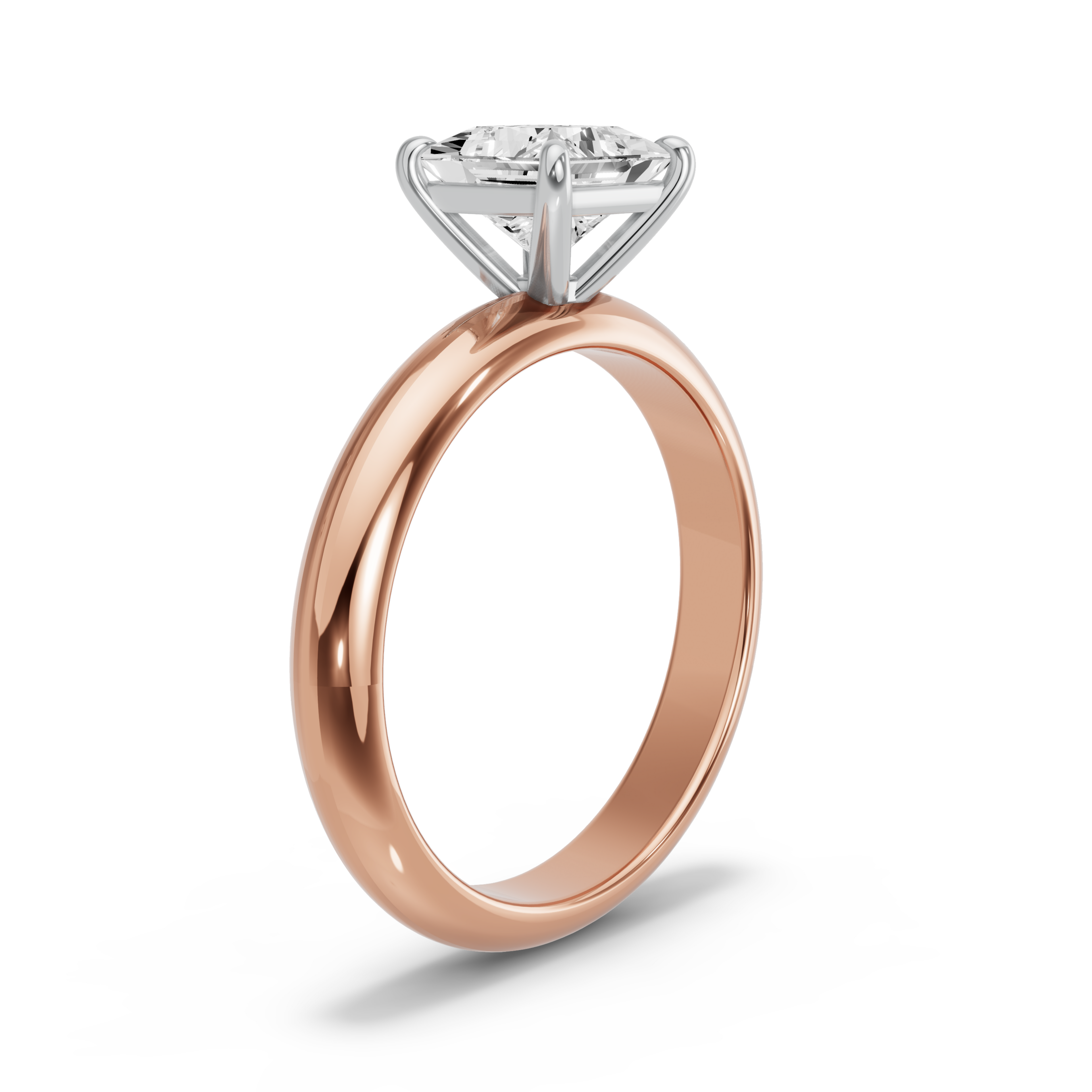 Image for Princess Classic Basket Ring with Knife Edge Solitaire band in 14K Two Tone Yellow Gold