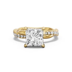 Image for Princess Classic Basket Ring with Rope Pave band in 18K White Gold