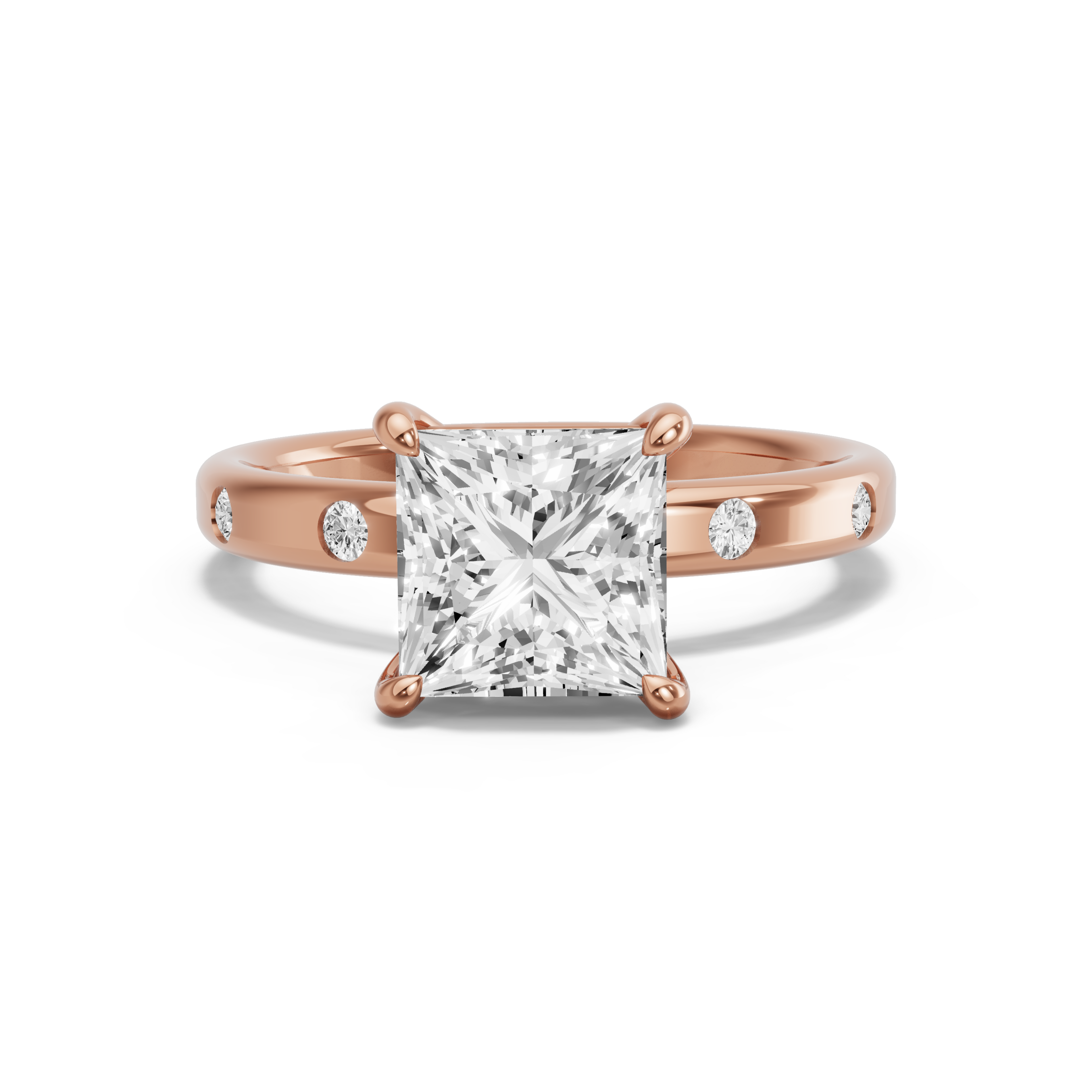 Image for Princess Classic Basket Ring with Sleek Accent band in 18K Yellow Gold