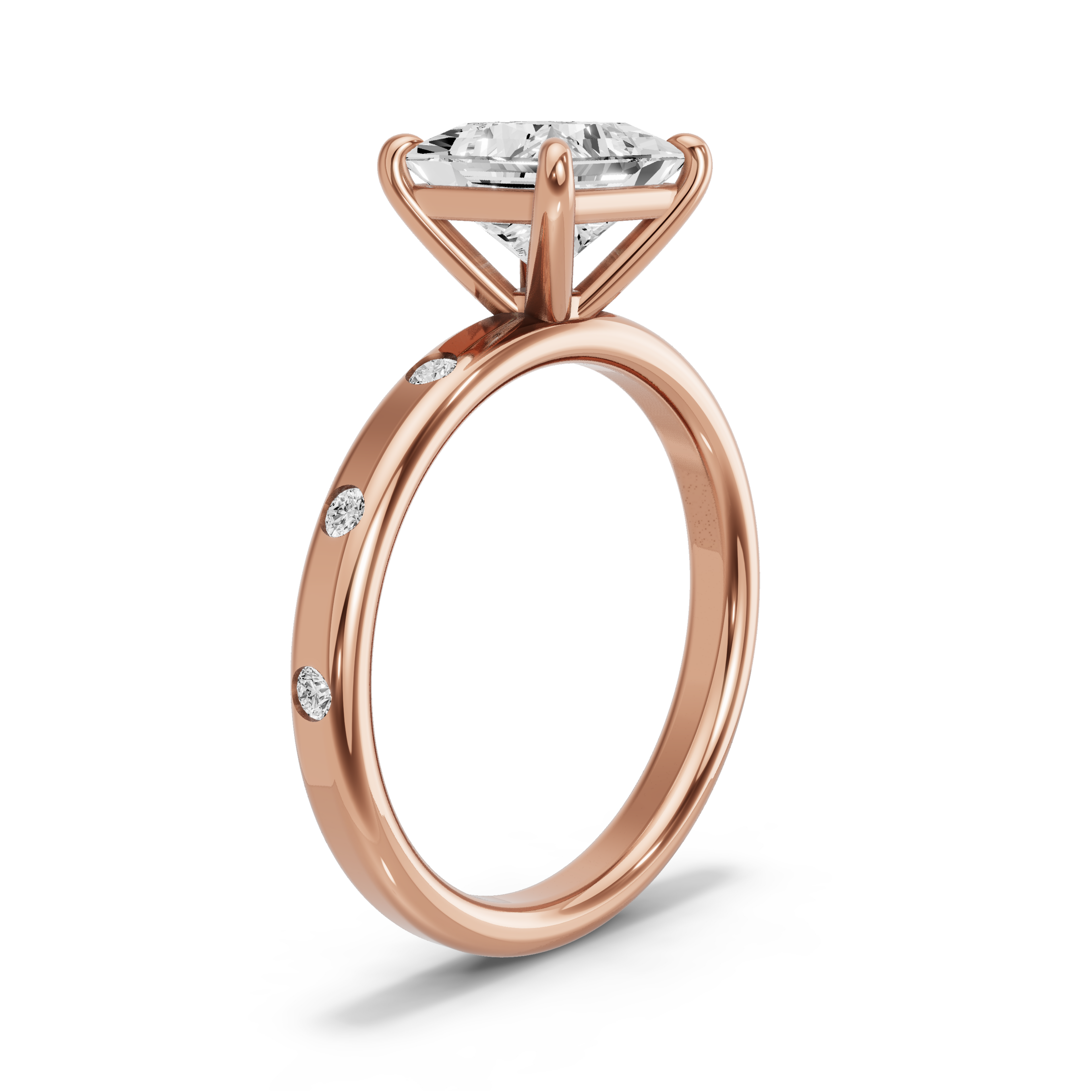 Image for Princess Classic Basket Ring with Sleek Accent band in 18K Yellow Gold