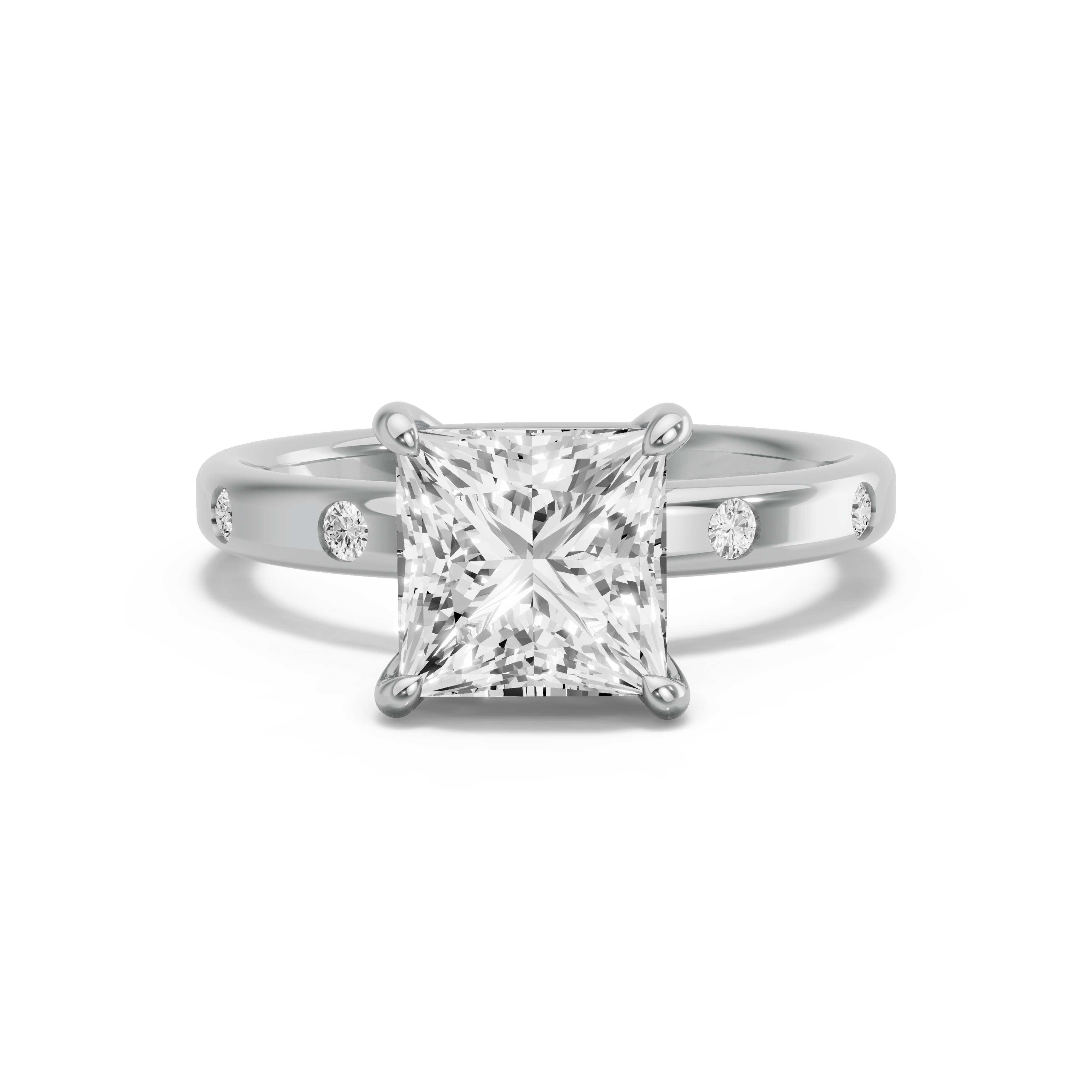 Image for Princess Classic Basket Ring with Sleek Accent band in 18K Two Tone Rose Gold