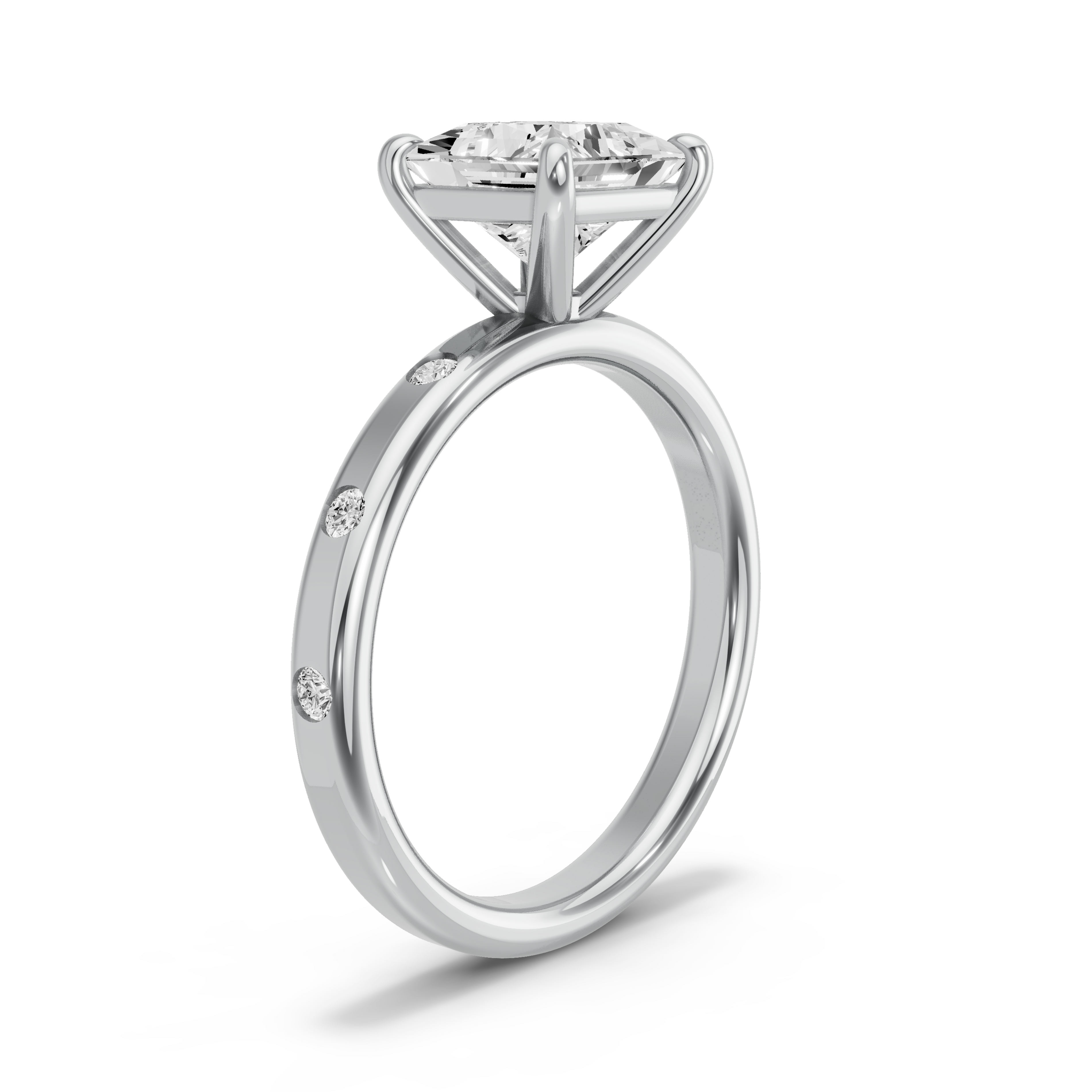 Image for Princess Classic Basket Ring with Sleek Accent band in 18K Two Tone Rose Gold