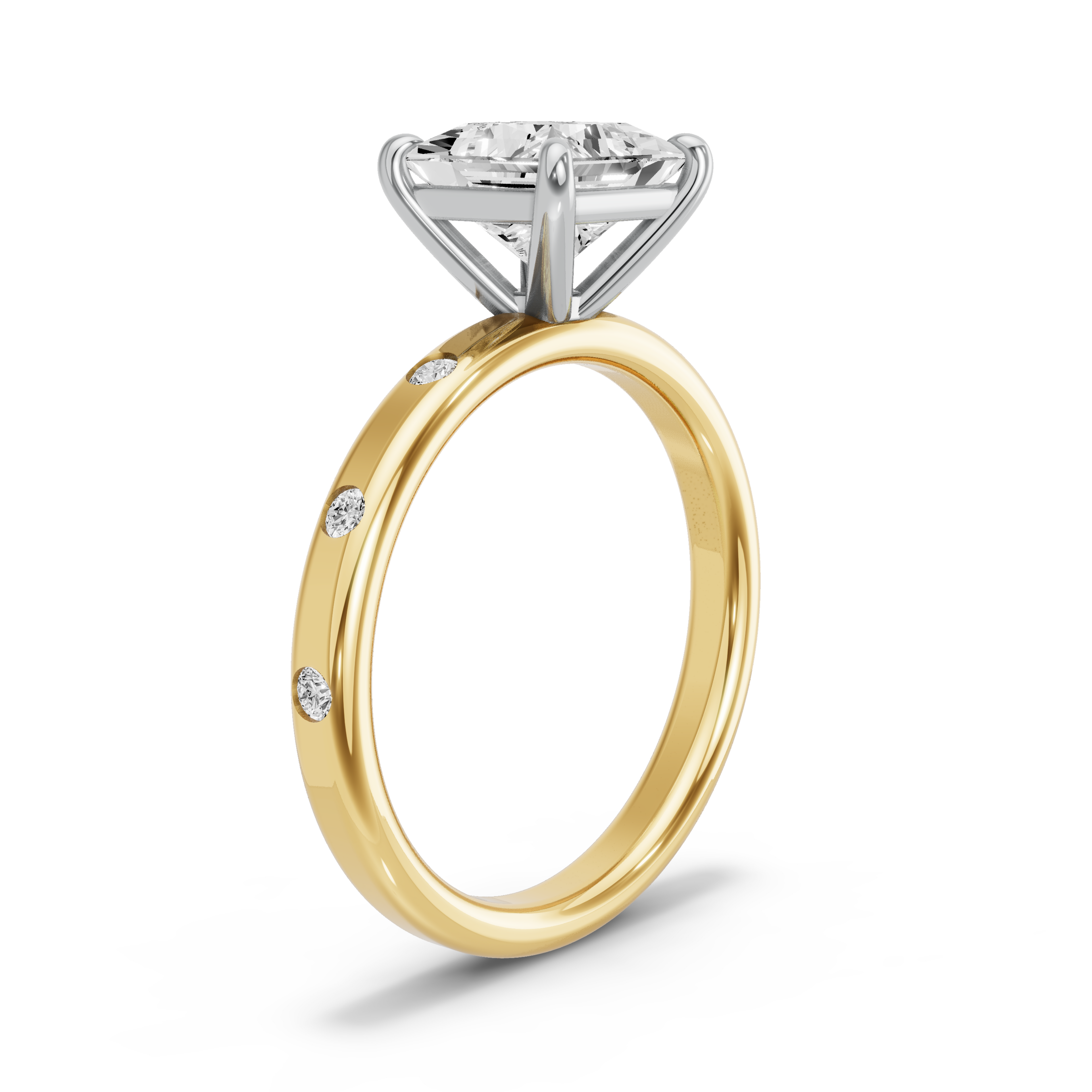 Image for Princess Classic Basket Ring with Sleek Accent band in 18K Rose Gold