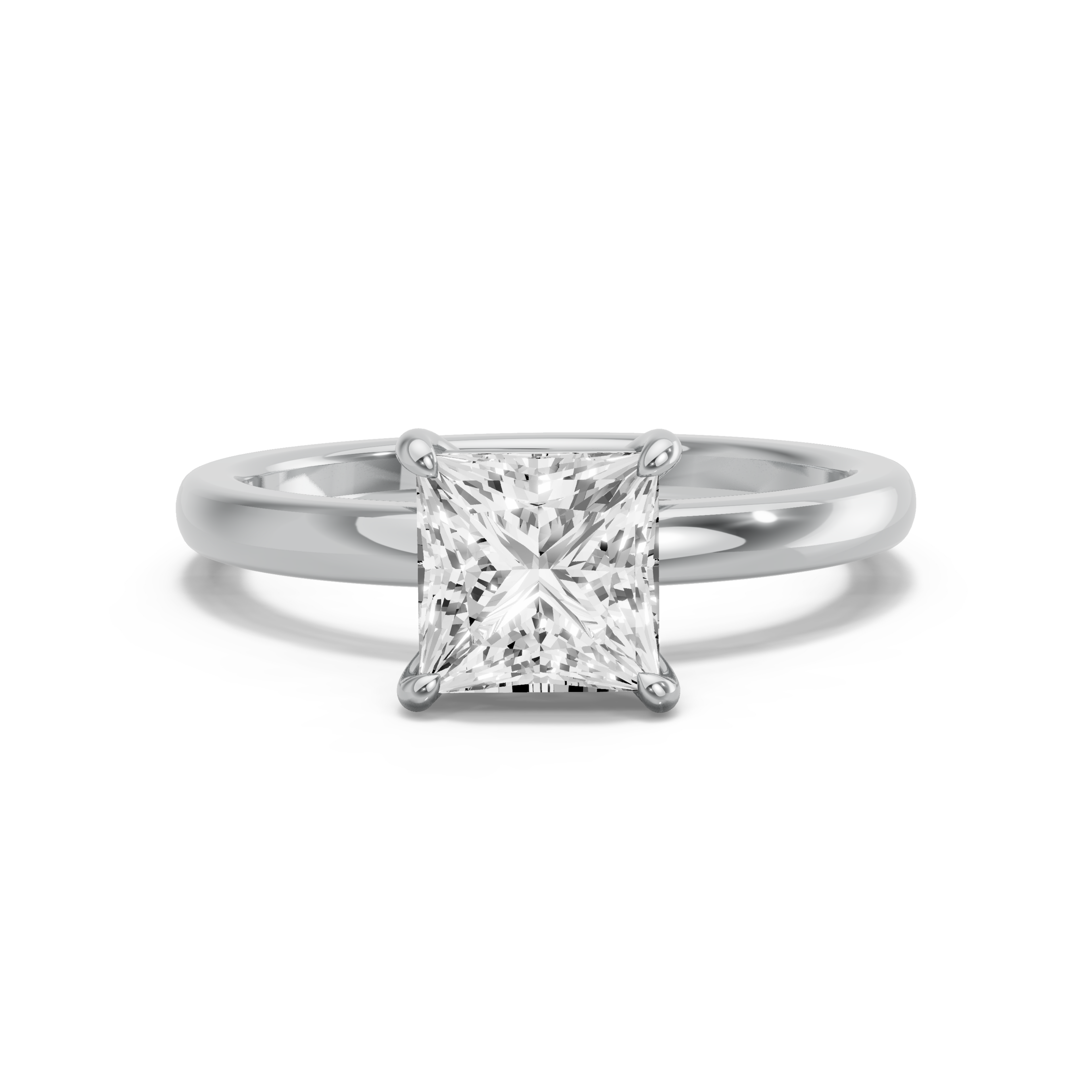 Image for Princess Classic Basket Ring with Sleek Accent band in 950 Platinum