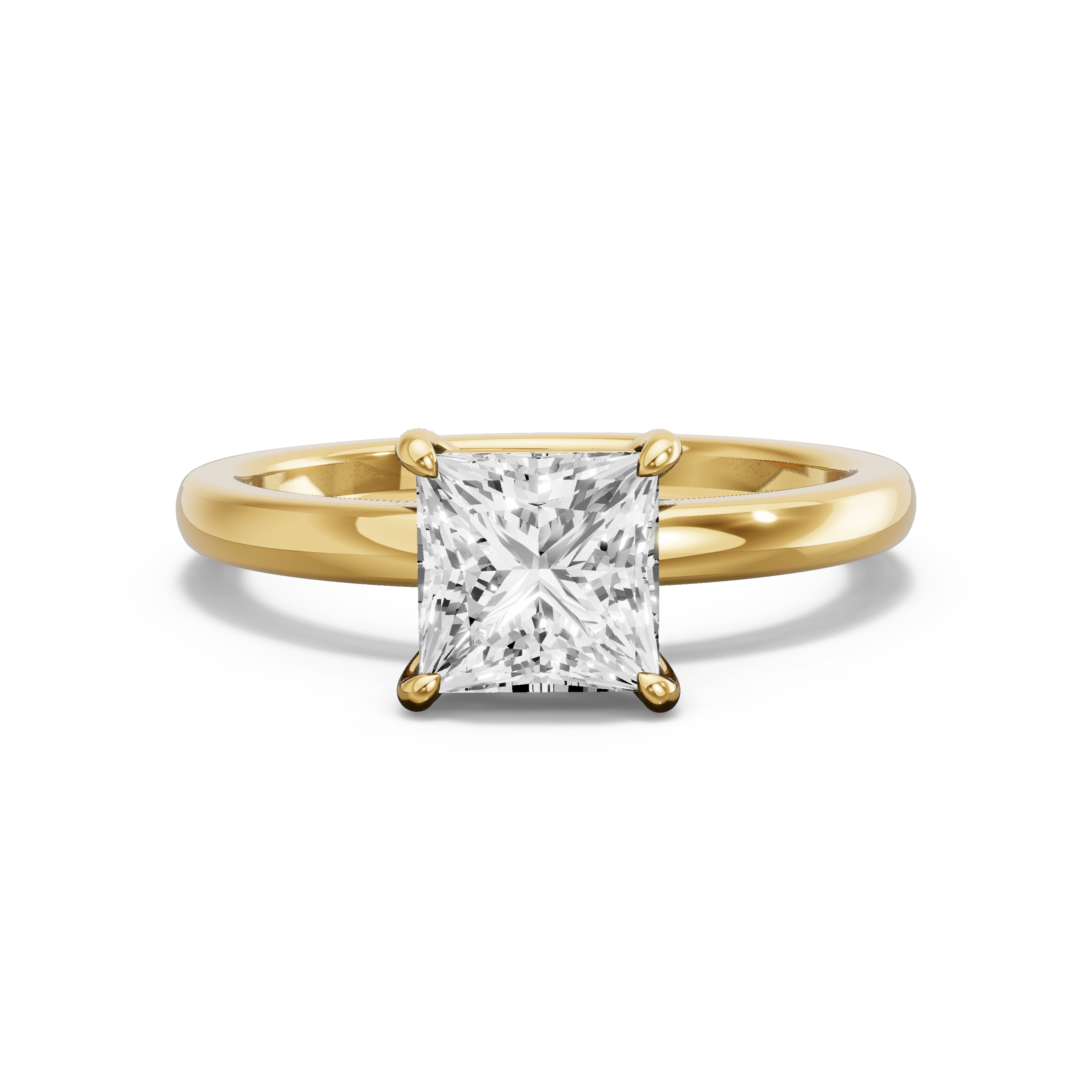 Image for Princess Classic Basket Ring with Solitaire band in 10K White Gold