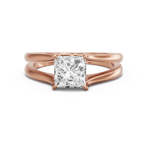 Image for Princess Classic Basket Ring with Split Ring Solitaire band in 18K Yellow Gold