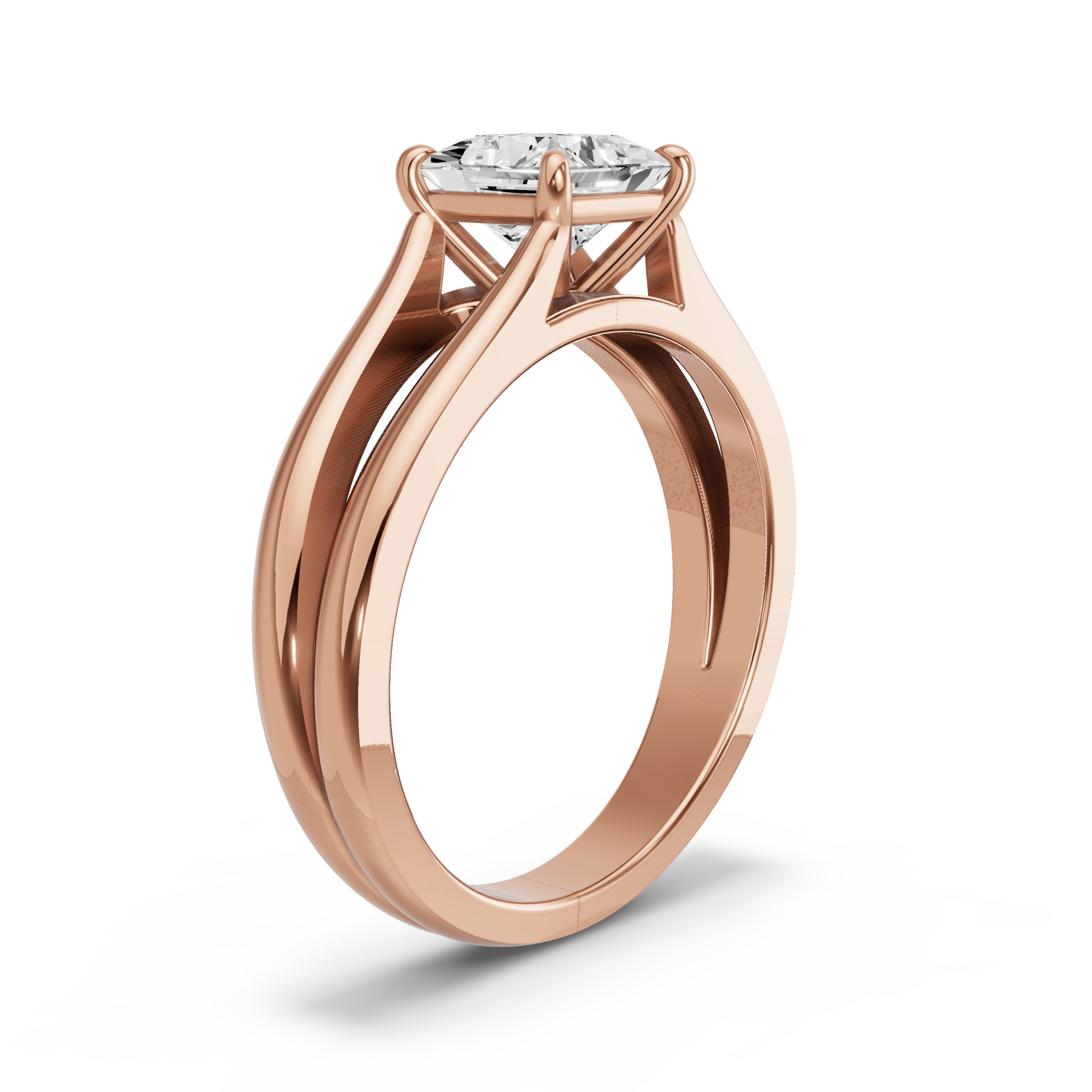 Image for Princess Classic Basket Ring with Split Ring Solitaire band in 10K Yellow Gold