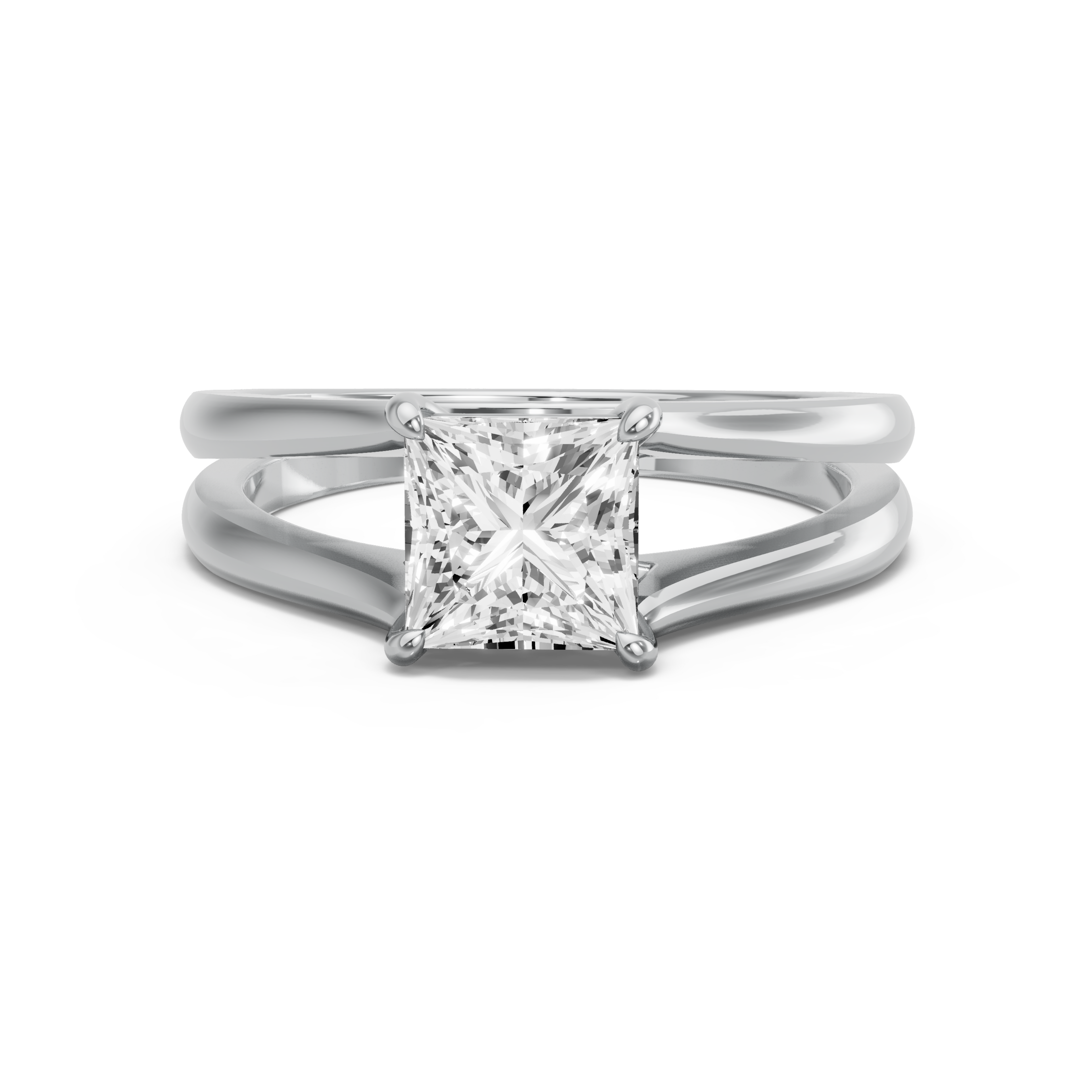 Image for Princess Classic Basket Ring with Split Ring Solitaire band in 10K Two Tone Rose Gold