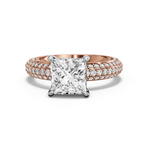 Image for Princess Classic Basket Ring with Triple Row Pave band
