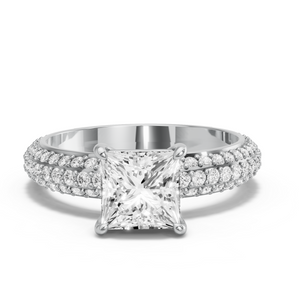 Image for Princess Classic Basket Ring with Triple Row Pave band