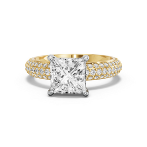 Image for Princess Classic Basket Ring with Triple Row Pave band