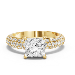 Image for Princess Classic Basket Ring with Triple Row Pave band