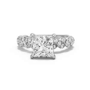 Image for Princess Classic Basket Ring with Twist Pave band in 10K Two Tone Rose Gold