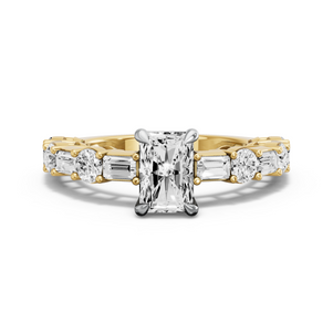 Image for Radiant Classic Basket Ring with Alternating Baguette band