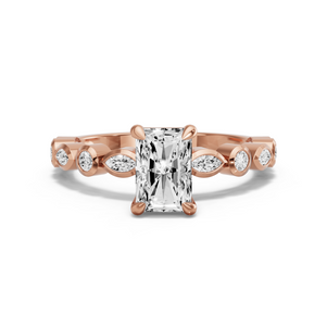 Image for Radiant Classic Basket Ring with Alternating Marquise band in 18K Rose Gold