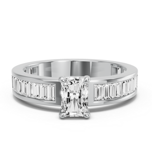 Image for Radiant Classic Basket Ring with Baguette Channel band