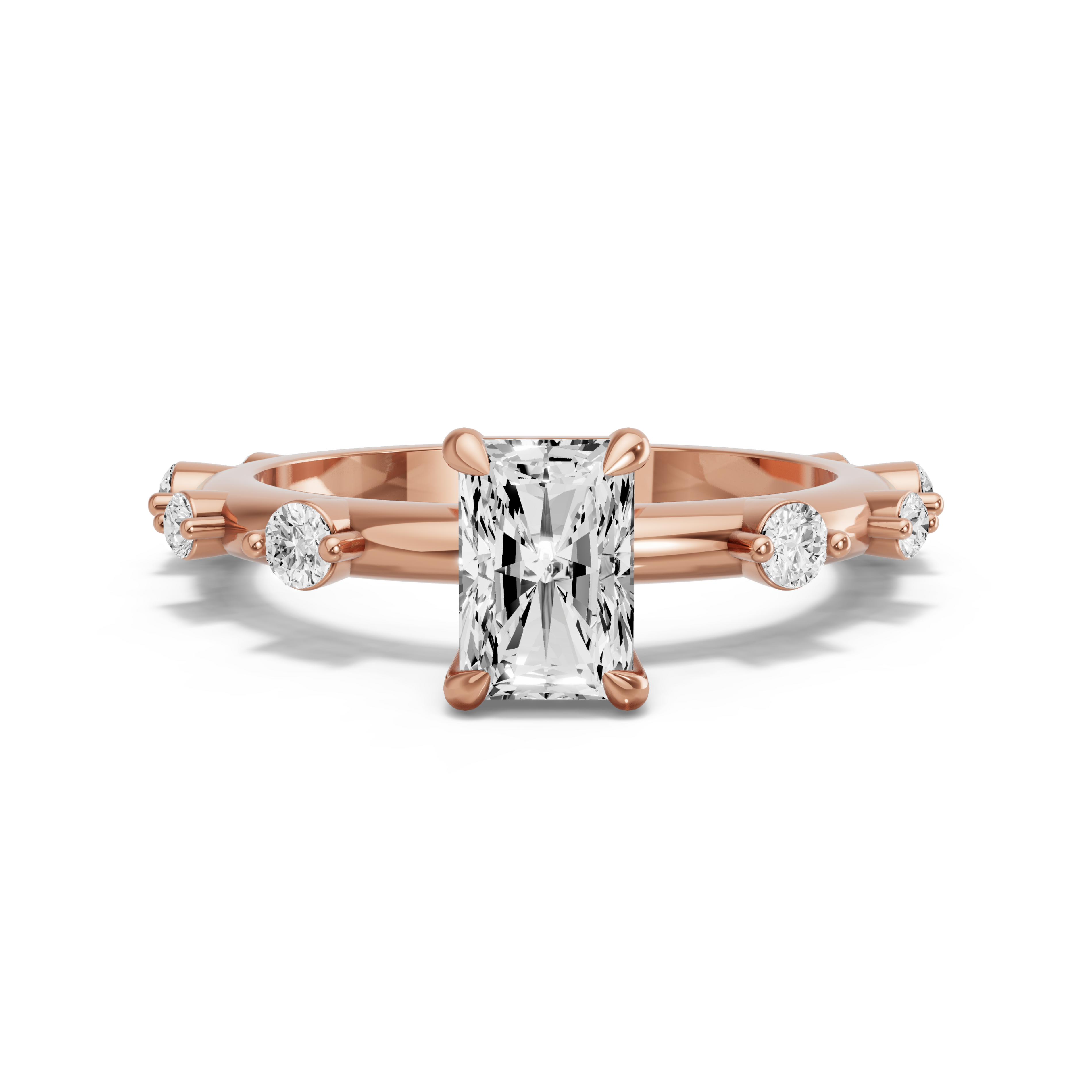 Image for Radiant Classic Basket Ring with Floating Station band in 10K Rose Gold