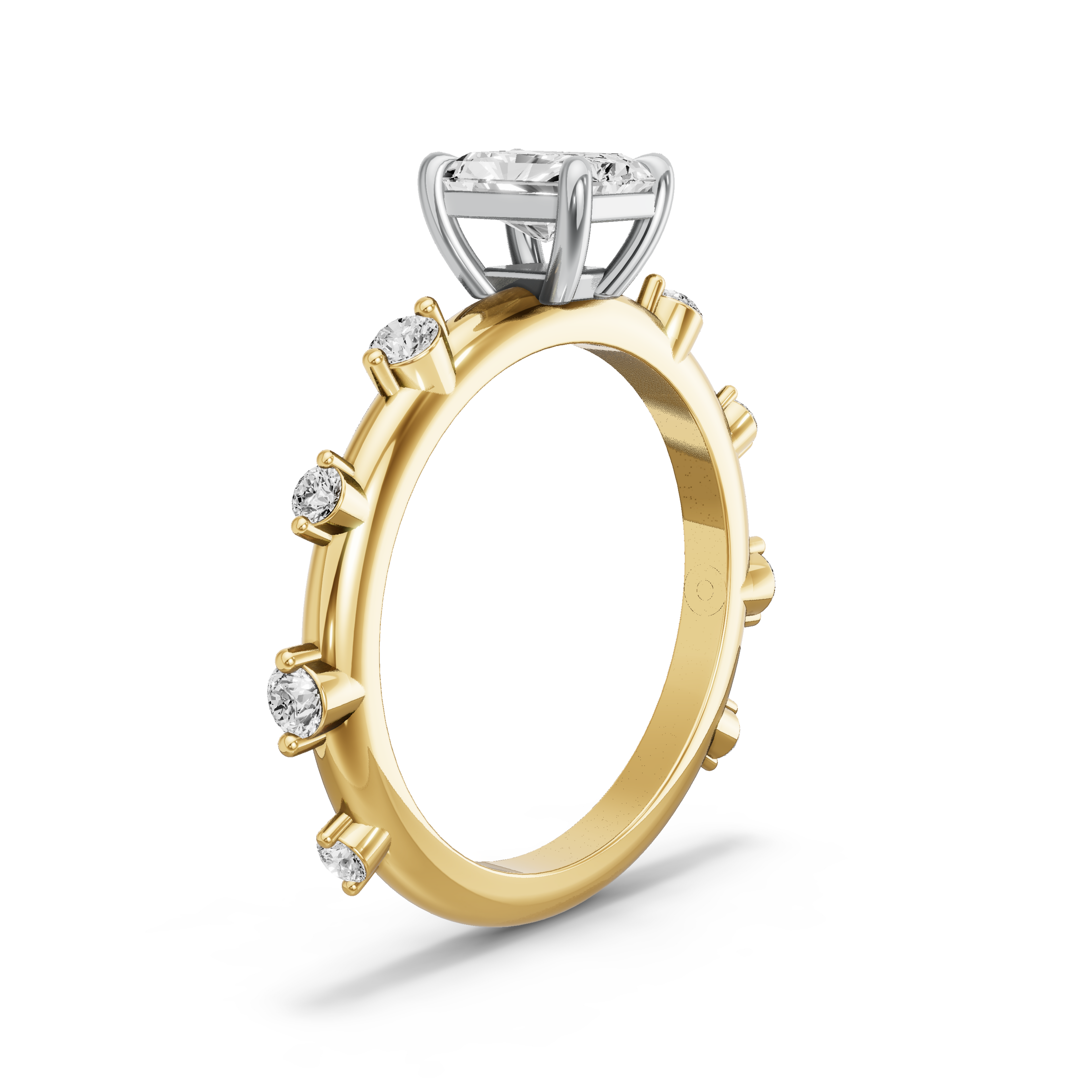 Image for Radiant Classic Basket Ring with Floating Station band in 18K Two Tone Yellow Gold
