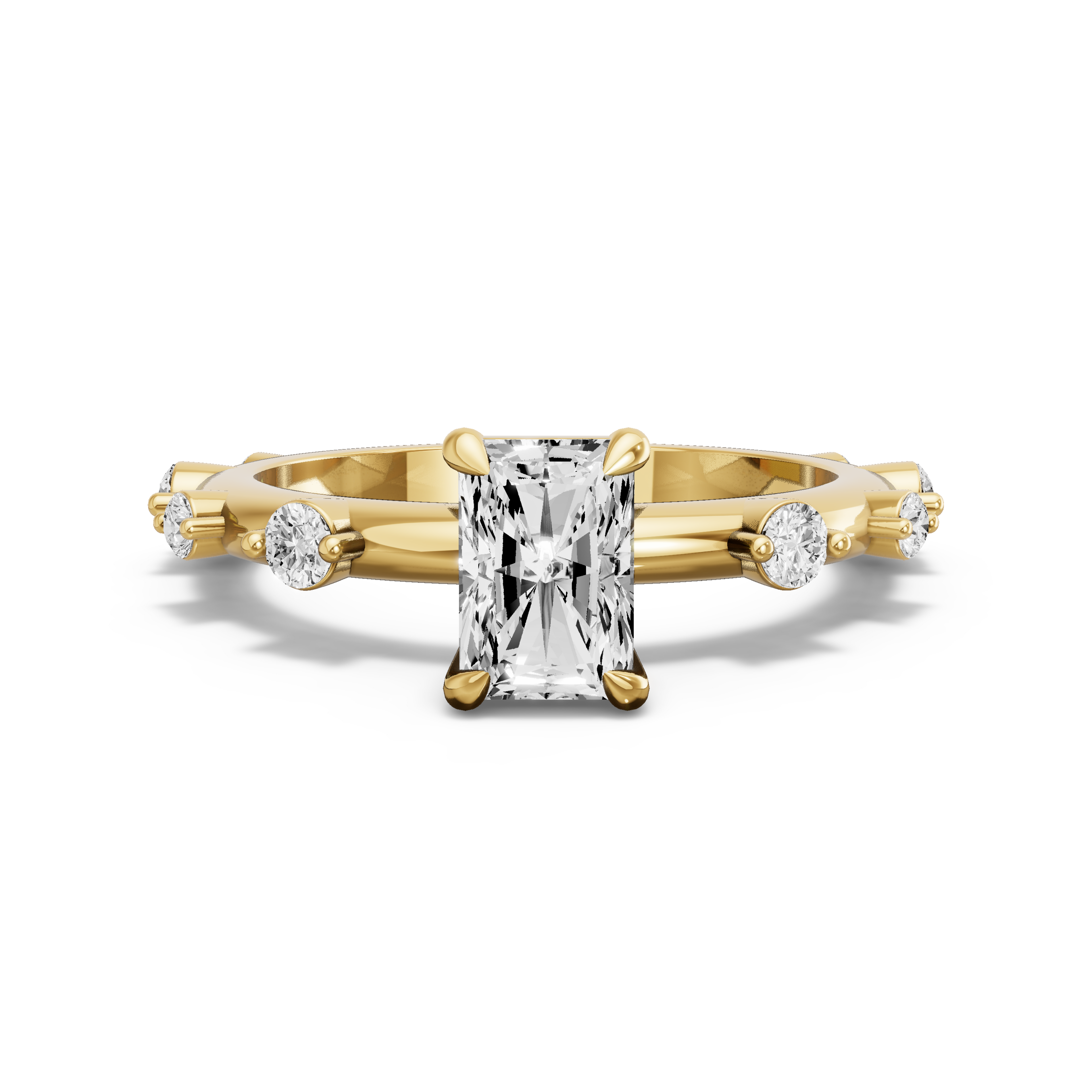 Image for Radiant Classic Basket Ring with Floating Station band in 10K Yellow Gold