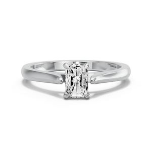 Image for Radiant Classic Basket Ring with Knife Edge Cathedral band in 14K White Gold