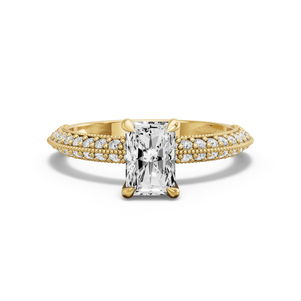 Image for Radiant Classic Basket Ring with Knife Edge Pave band in 14K Yellow Gold