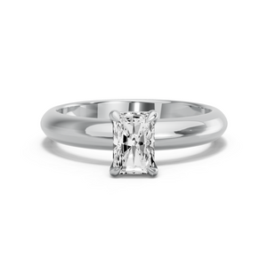 Image for Radiant Classic Basket Ring with Knife Edge Solitaire band in 14K White Gold