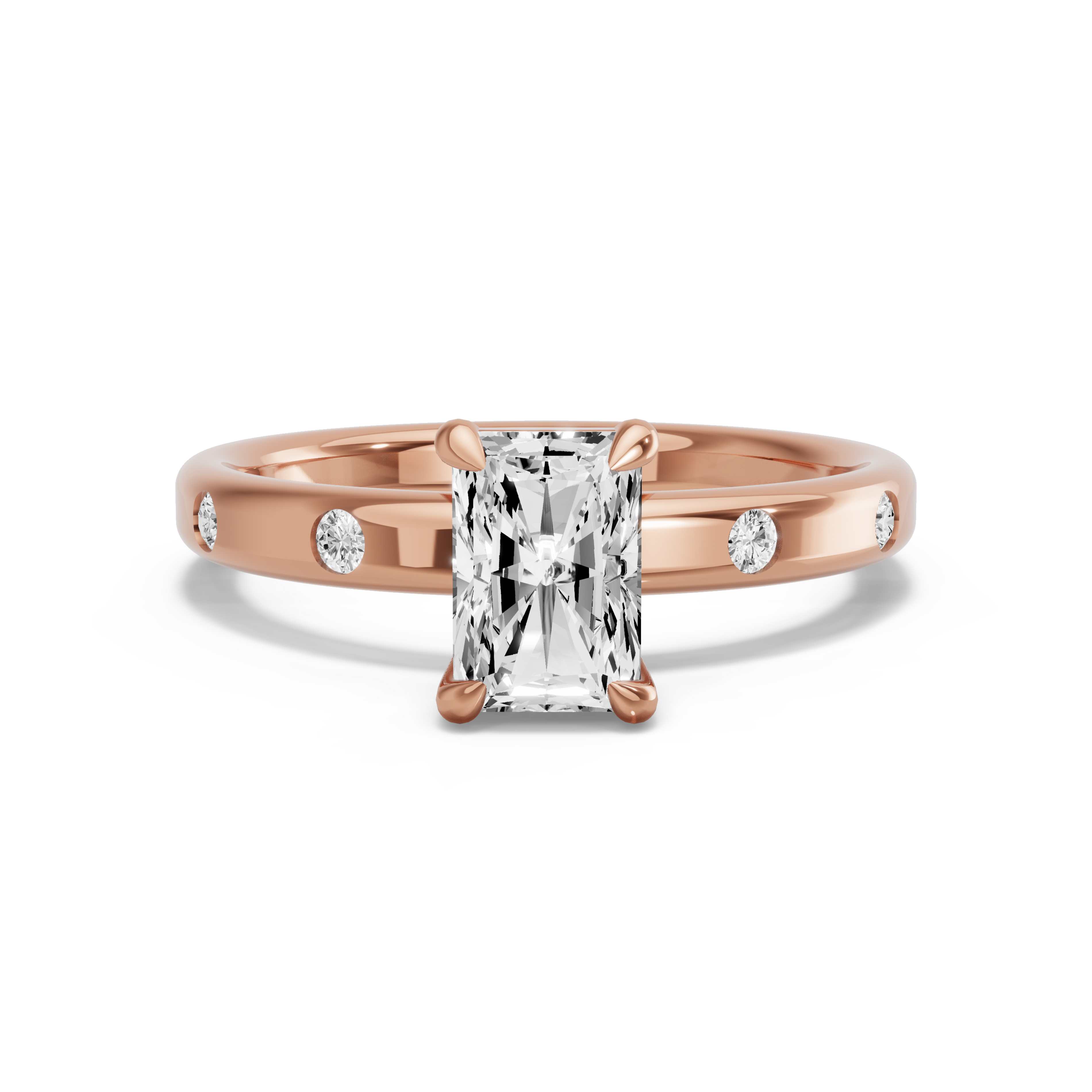 Image for Radiant Classic Basket Ring with Sleek Accent band in 10K Rose Gold
