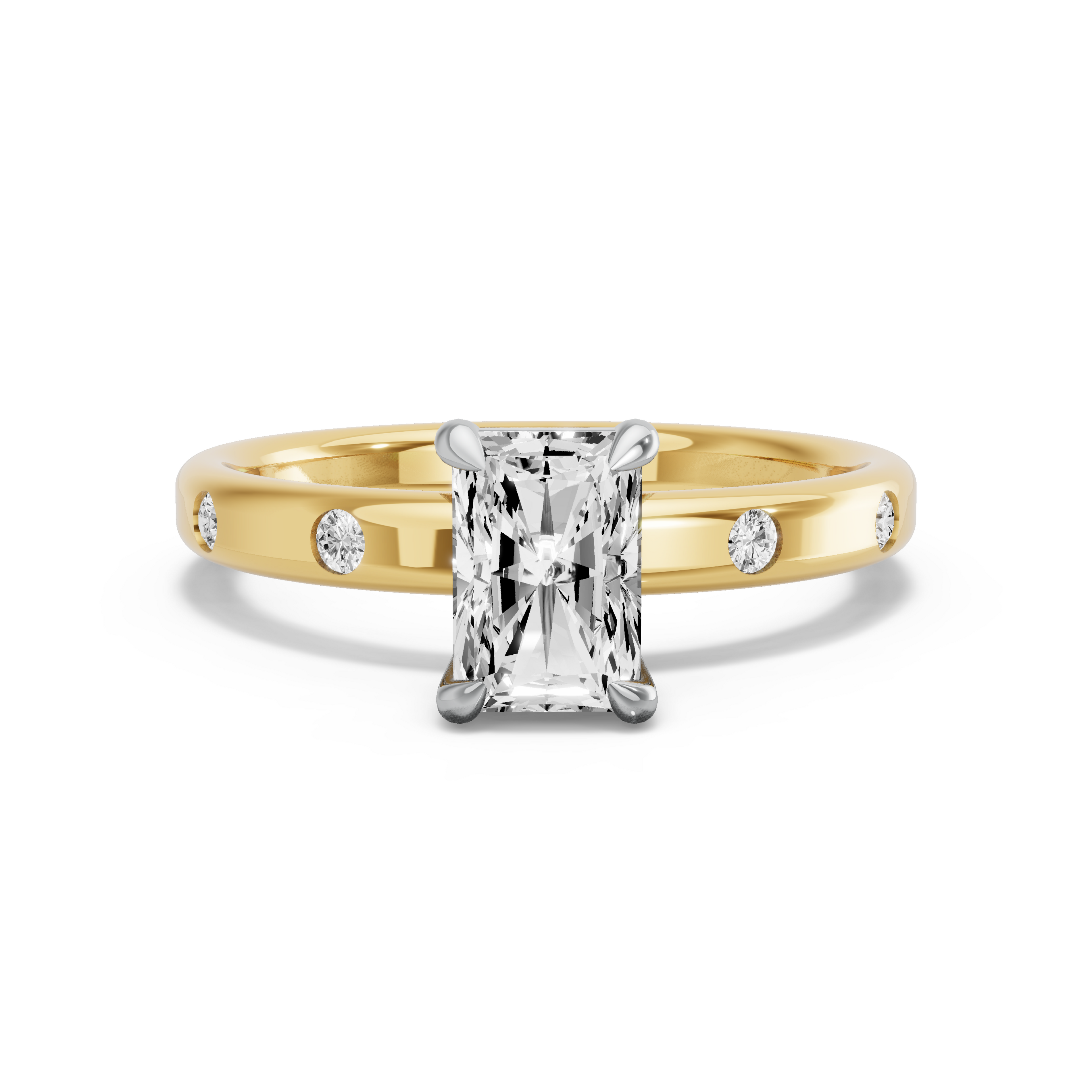 Image for Radiant Classic Basket Ring with Sleek Accent band in 10K Two Tone Yellow Gold