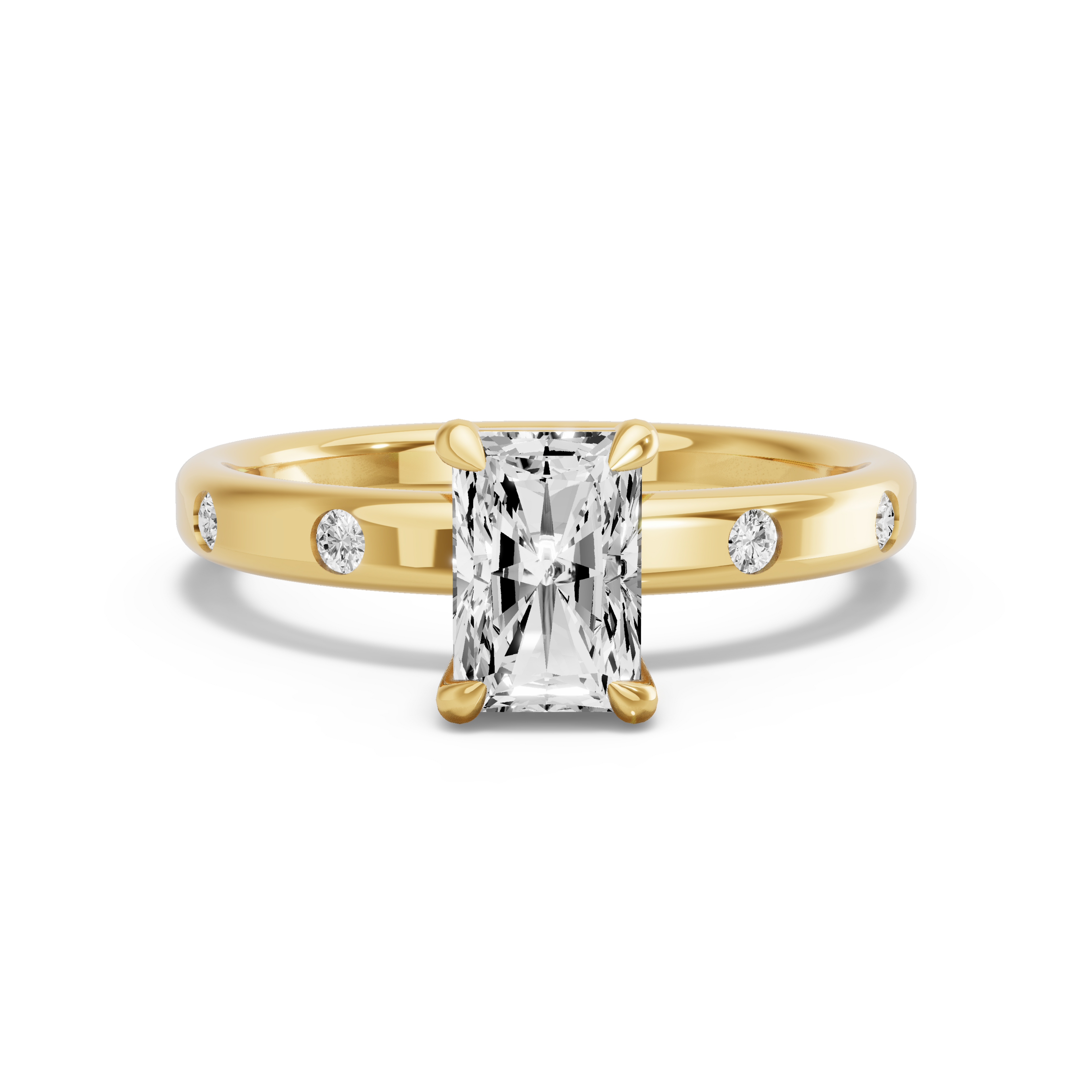 Image for Radiant Classic Basket Ring with Sleek Accent band in 14K Yellow Gold