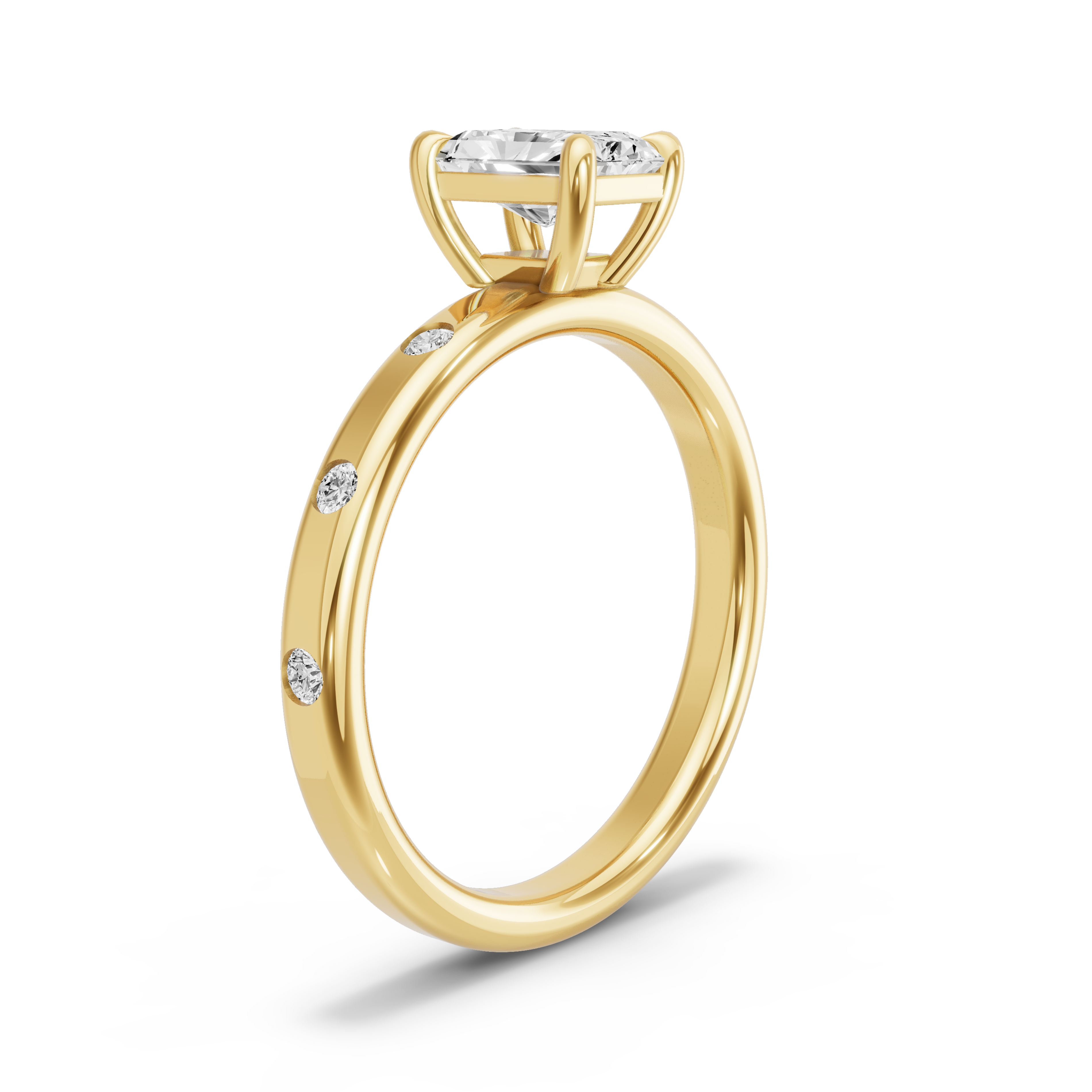Image for Radiant Classic Basket Ring with Sleek Accent band in 14K Yellow Gold