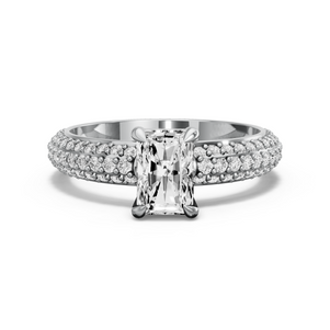 Image for Radiant Classic Basket Ring with Triple Row Pave band in 950 Platinum