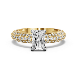 Image for Radiant Classic Basket Ring with Triple Row Pave band