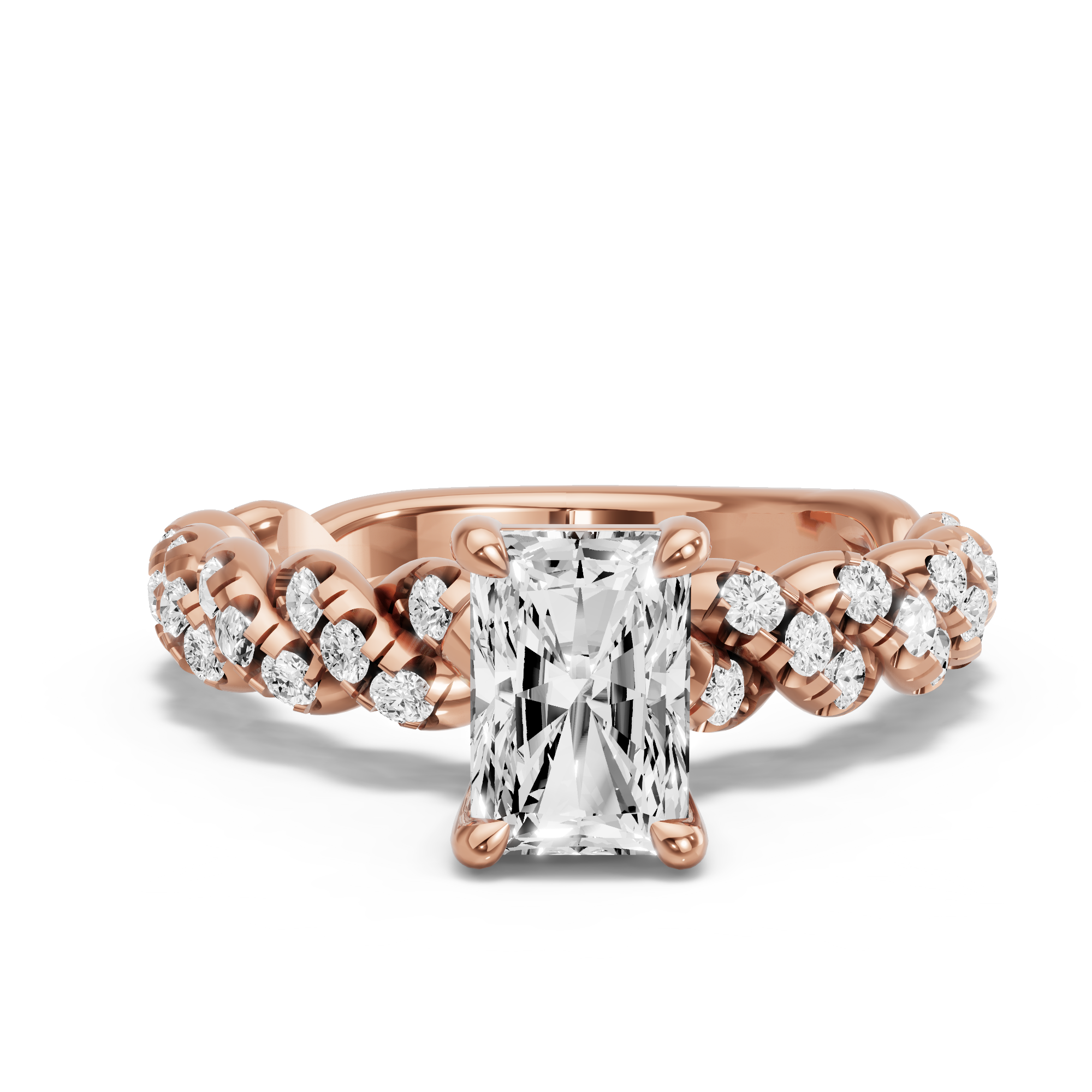 Image for Radiant Classic Basket Ring with Twist Pave band