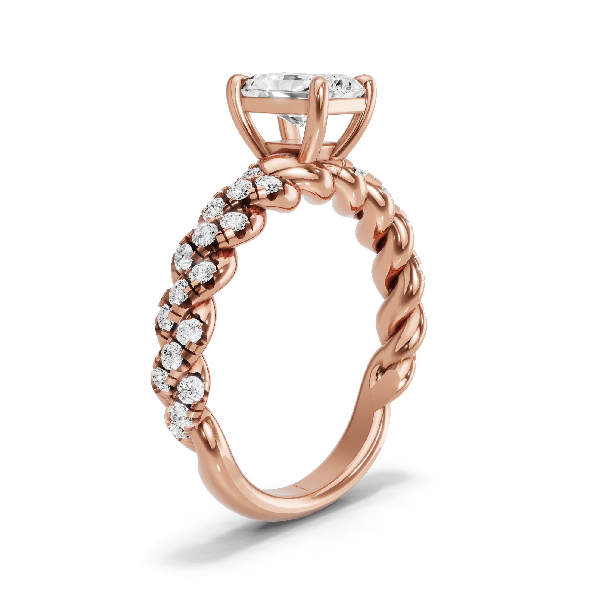 Image for Radiant Classic Basket Ring with Twist Pave band