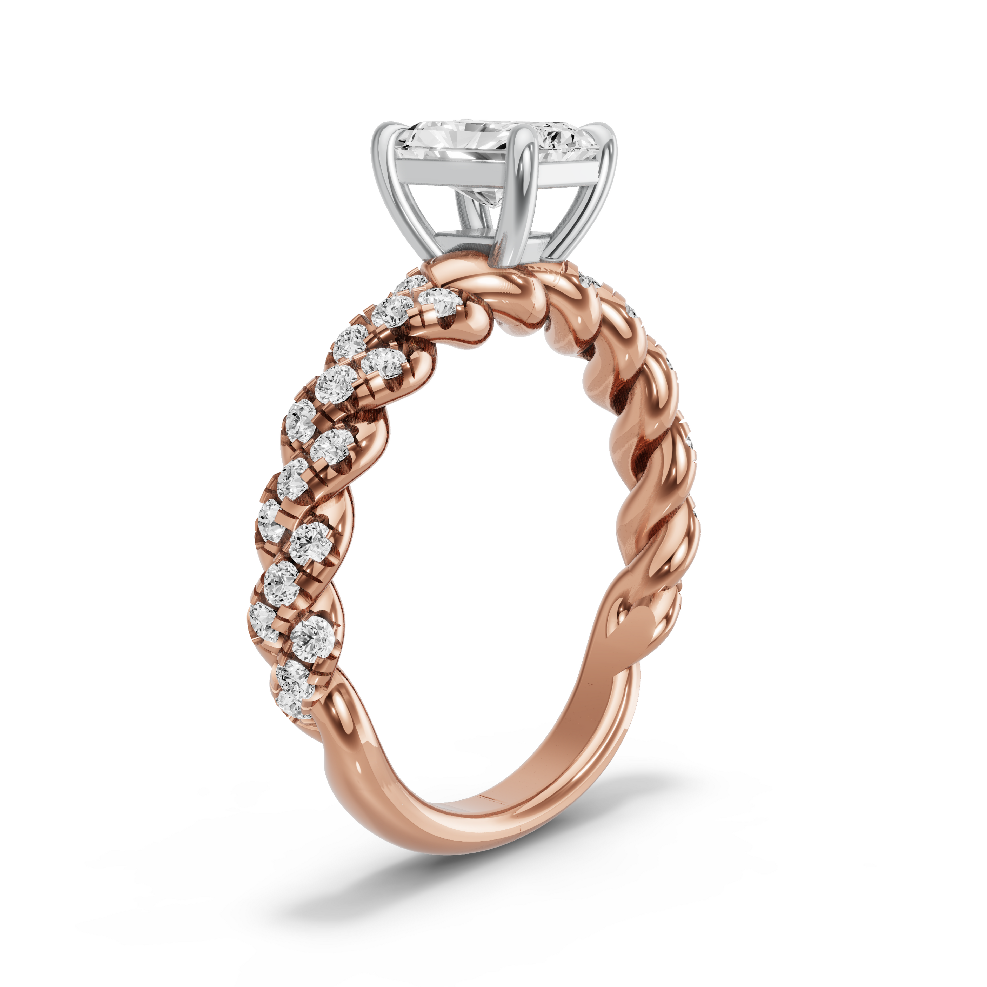 Image for Radiant Classic Basket Ring with Twist Pave band