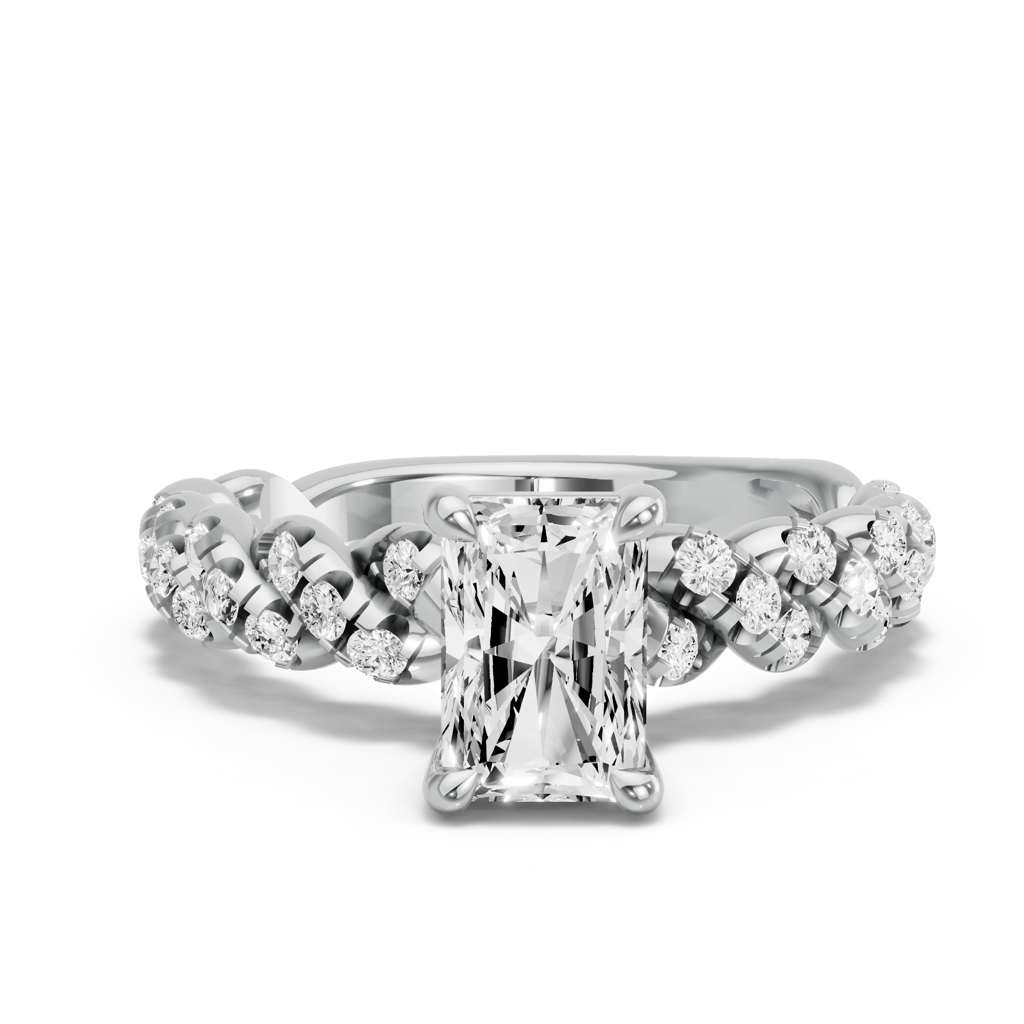 Image for Radiant Classic Basket Ring with Twist Pave band