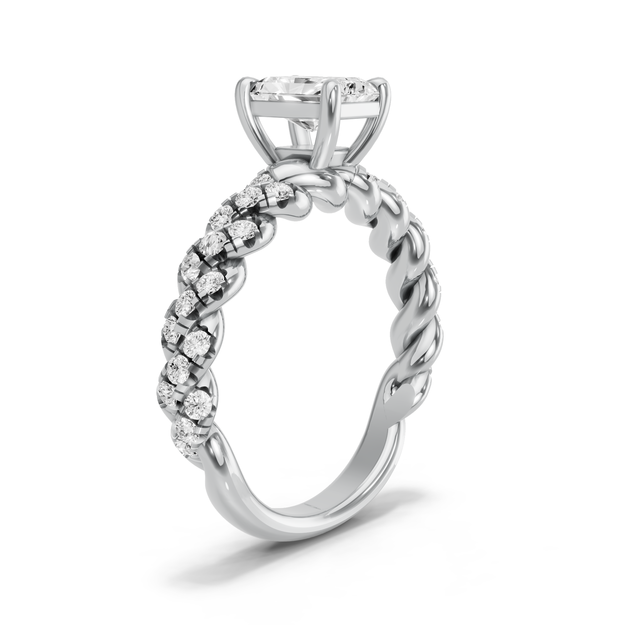 Image for Radiant Classic Basket Ring with Twist Pave band