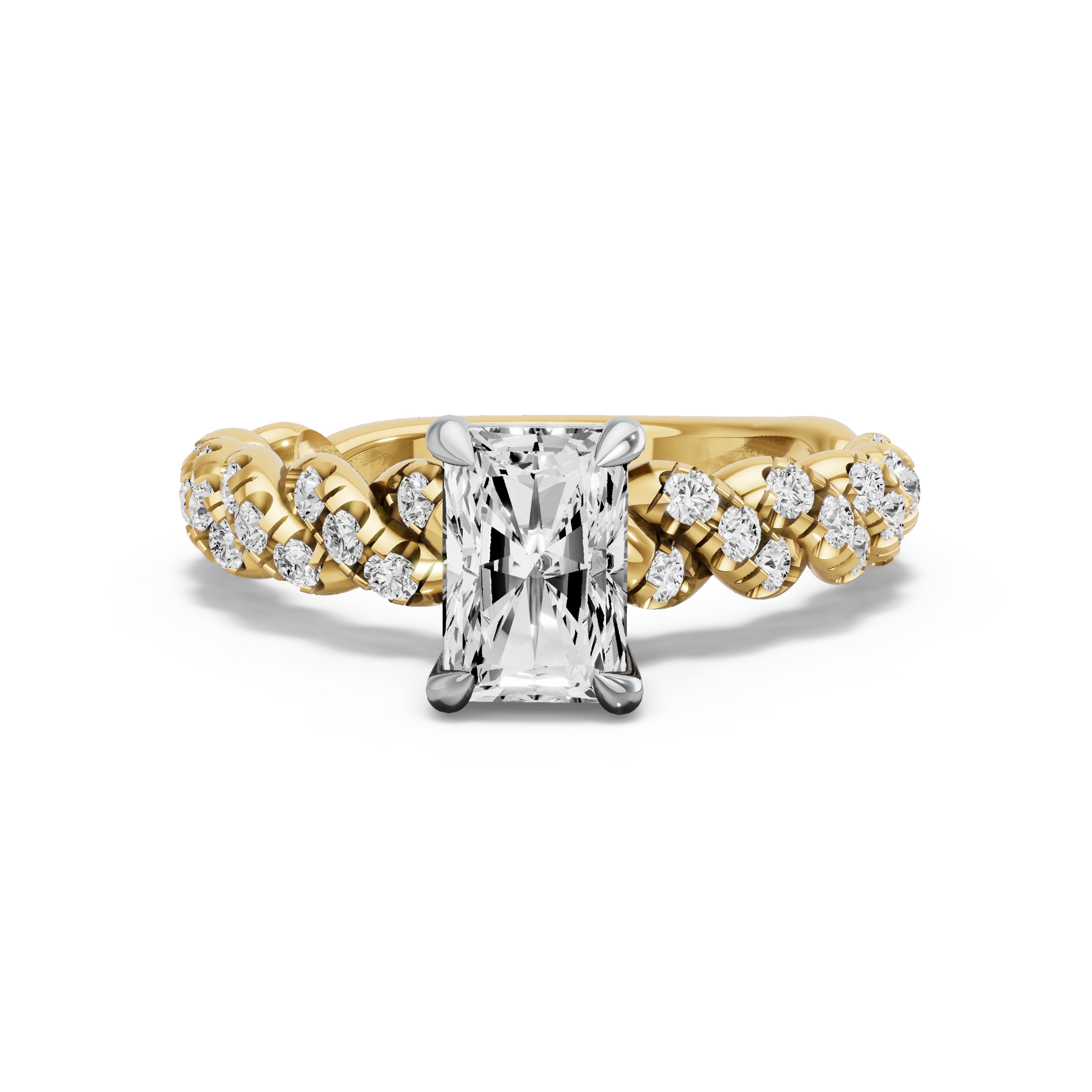 Image for Radiant Classic Basket Ring with Twist Pave band