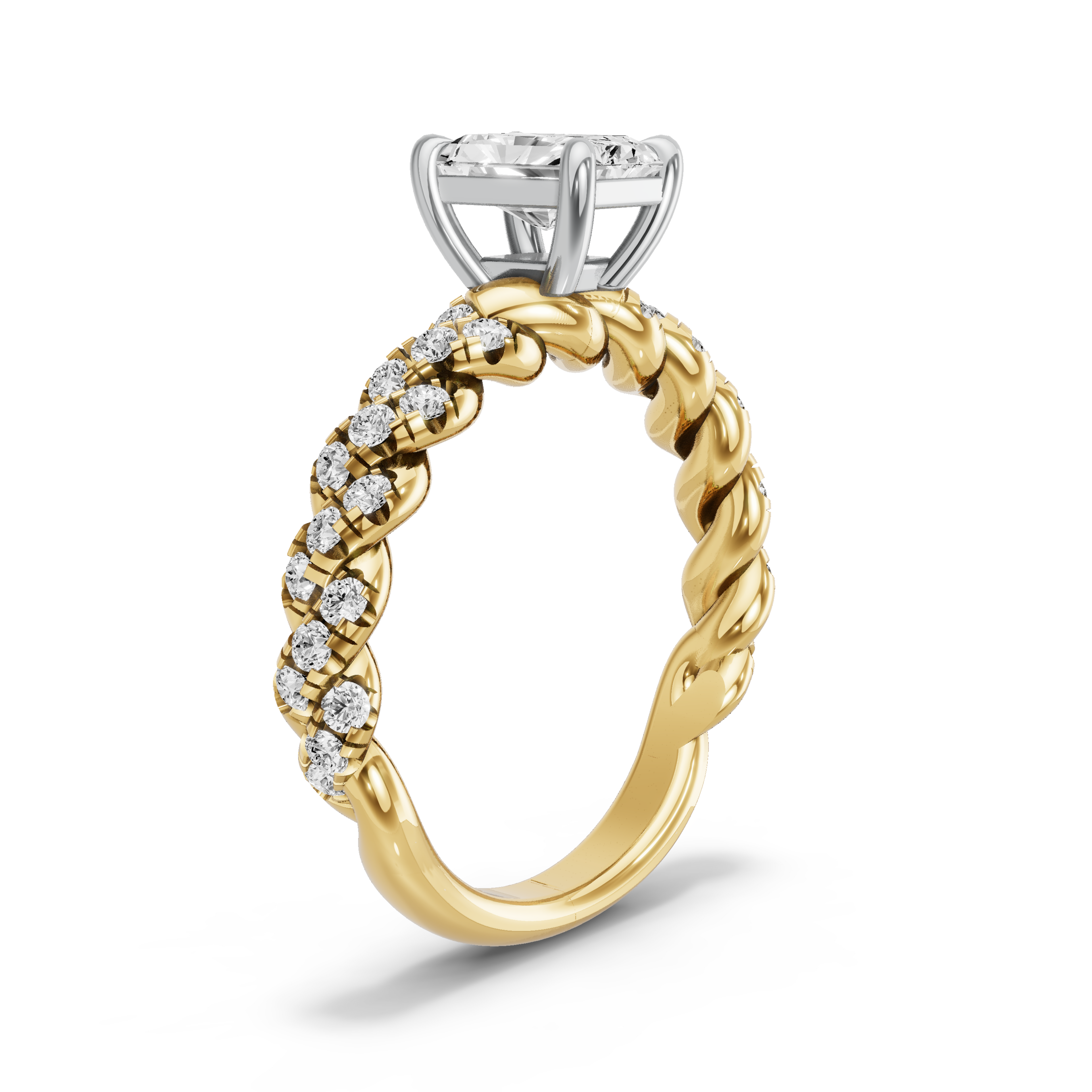 Image for Radiant Classic Basket Ring with Twist Pave band