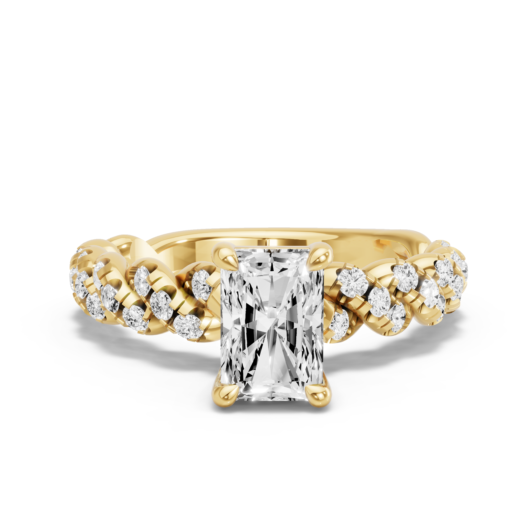 Image for Radiant Classic Basket Ring with Twist Pave band