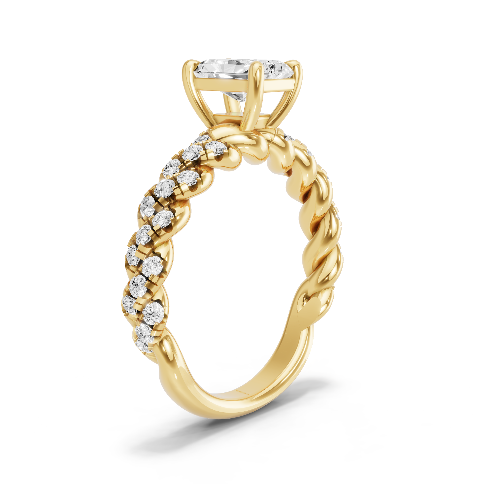 Image for Radiant Classic Basket Ring with Twist Pave band
