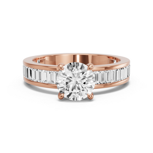 Image for Round Classic Basket Ring with Baguette Channel band