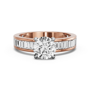 Image for Round Classic Basket Ring with Baguette Channel band