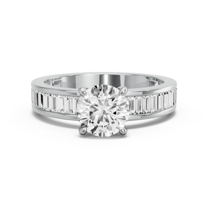 Image for Round Classic Basket Ring with Baguette Channel band