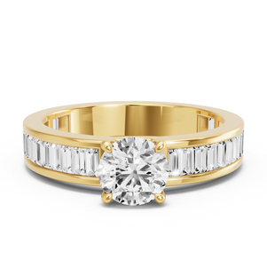 Image for Round Classic Basket Ring with Baguette Channel band