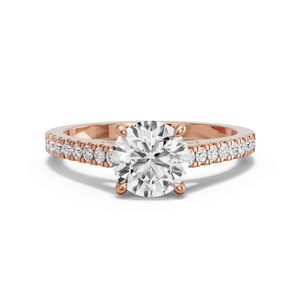 Image for Round Classic Basket Ring with Cathedral Pave band