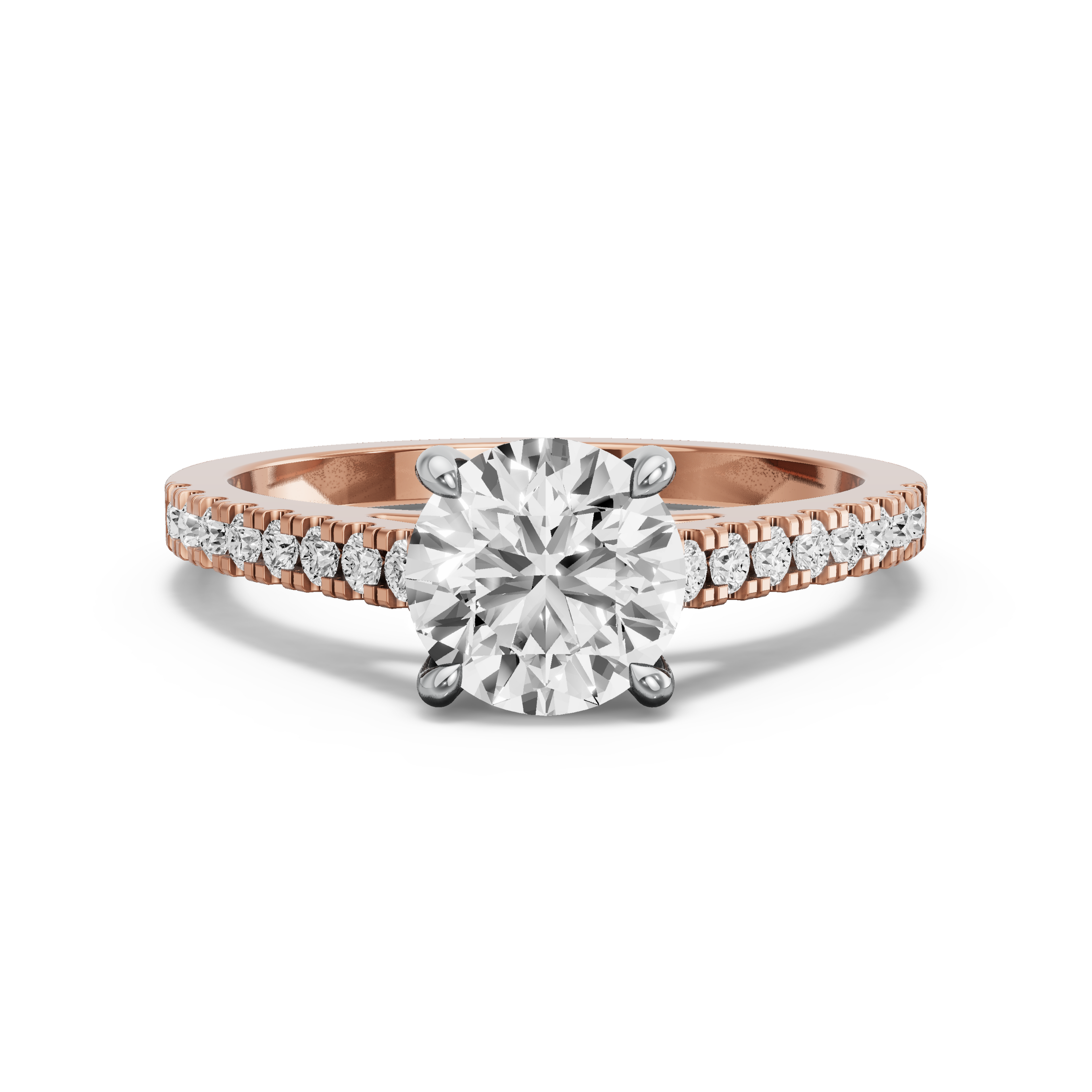 Image for Round Classic Basket Ring with Cathedral Pave band